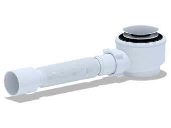 Сифон для душевого поддона АНИ Пласт E415CLG 1 1/2 дюйма 50 мм клик-клак гриб с гибкой трубой 40х50 мм