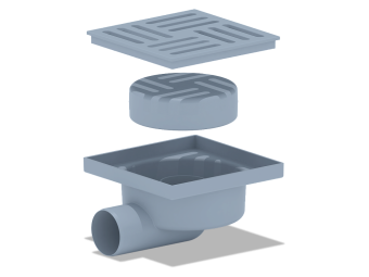 Трап для душа АНИ Пласт TQ5110 DN50 горизонтальный нерегулируемый с сухим затвором и решёткой из пластика 150х150 мм