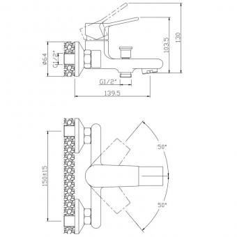 Смеситель для ванны короткий излив,без лейки и шланга JD-E115-3 Janedo 