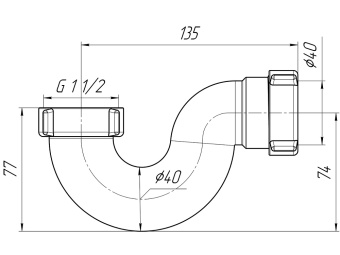 Сифон для ванны АНИ Пласт E100 1 1/2 дюйма 40 мм прямоточный без выпуска