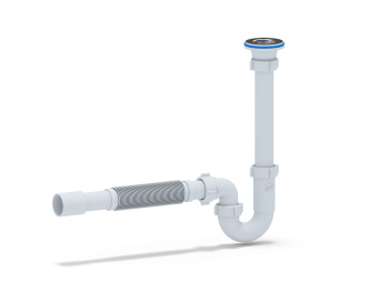 Сифон для раковины АНИ Пласт DB1015 1 1/4 дюйма 32 мм прямоточный с гибкой трубой 32х32/40 мм