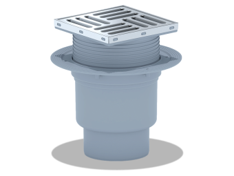 Трап для душа АНИ Пласт TA1712 вертикальный регулируемый с выпуском 110 мм и решеткой из нержавеющей стали 150х150 мм