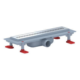 Трап линейный пластиковый АНИ Пласт TLQ1235G DN40 с сухим затвором и глянцевой решёткой Риф 350х62 мм