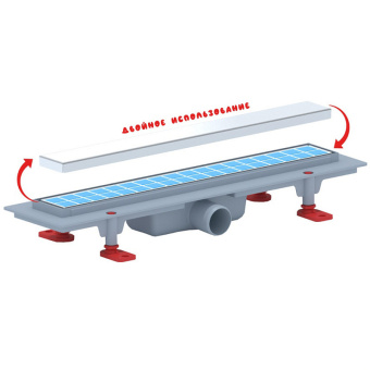 Трап линейный пластиковый АНИ Пласт TLQ1045 DN40 с сухим затвором и матовой решёткой под плитку МОЛ 450х62 мм