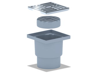 Трап для душа АНИ Пласт TQ1212 DN110 вертикальный нерегулируемый с сухим затвором и решёткой из нержавеющей стали 150х150 мм