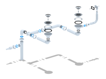 Набор АНИ Пласт L0515 для двойного универсального разноуровнего сифона с выпуском 3 1/2 дюйма 40 мм с переливом