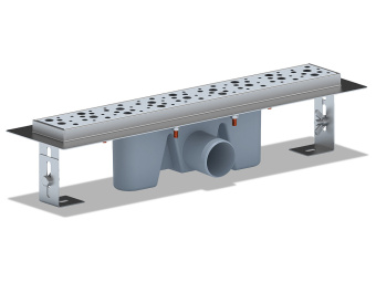 Трап линейный из нержавеющей стали АНИ Пласт TL2345M выпуск 50 мм решётка Бриз матовая 450 мм