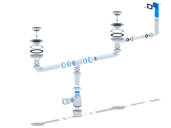 Сифон для мойки АНИ Пласт Грот A3045 3 1/2 дюйма 40 мм двойной с жестким переливом