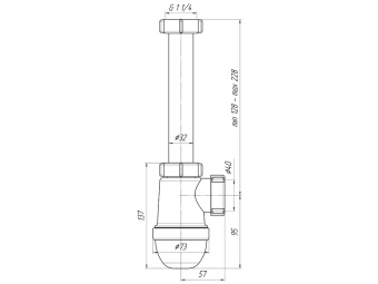 Сифон для раковины АНИ Пласт C1020 1 1/4 дюйма 40 мм без выпуска