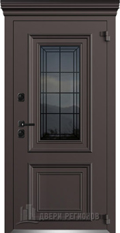 Дверь входная уличная Исландия, цвет ral 8019 Шоколад, панель - Исландия цвет ral 9016 Белый