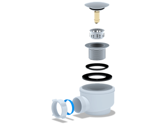 Сифон для душевого поддона АНИ Пласт E410CLGS 1 1/2 дюйма 50/60 мм хром клик-клак грибок с сеткой