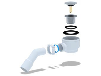 Сифон для душевого поддона АНИ Пласт E411CLG 1 1/2 дюйма 50 мм клик-клак гриб с переходной трубой 45 градусов 40х50 мм