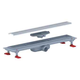 Трап линейный пластиковый АНИ Пласт TLQ1255M DN40 с сухим затвором и матовой решёткой Риф 550х62 мм