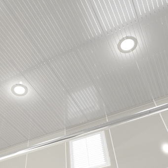 Потолок реечный Cesal B22 Металлик с металлической полосой 150х4000 мм