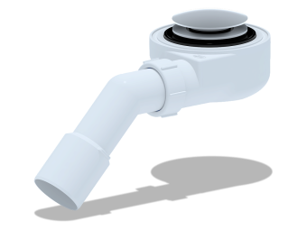 Сифон для душевого поддона АНИ Пласт E321C 1 1/2 дюйма 90 мм клик-клак гриб с сеткой с переходной трубой 45 градусов 40х50 мм