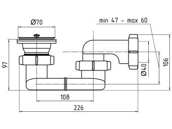 Сифон для душевого поддона АНИ Пласт E010 1 1/2 дюйма 40 мм плоский