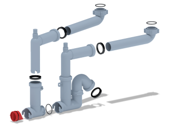 Cифон для мойки АНИ Пласт F серия F3520 1 1/2 дюйма 40 мм двойной с отводом для стиральной машины без выпуска