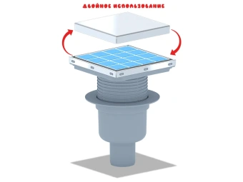 Трап вертикальный регулируемый АНИ Пласт TA5912 выпуск 50 мм с решеткой из нержавеющей стали 150х150 мм под плитку