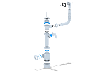 Сифон для мойки АНИ Пласт Грот A1040S 1 1/2 дюйма 40 мм с отводом для стиральной машины и переливом