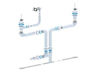 Набор АНИ Пласт L1005 для двойного универсального разноуровнего сифона 1 1/2 дюйма 40 мм с переливом