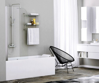 Leine 35P01-80-WHITE Стеклянная шторка на ванну