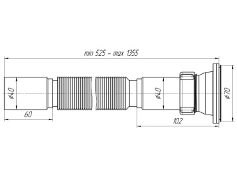 Сифон для мойки АНИ Пласт G114 1 1/2 дюйма 40 мм гофрированный 525-1355 мм