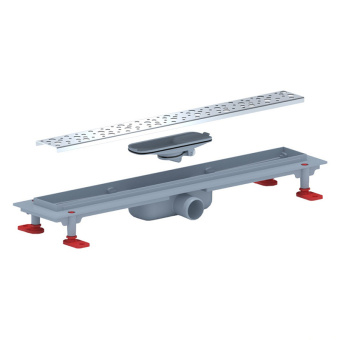 Трап линейный пластиковый АНИ Пласт TLQ1355G DN40 с сухим затвором и глянцевой решёткой Бриз 550х62 мм