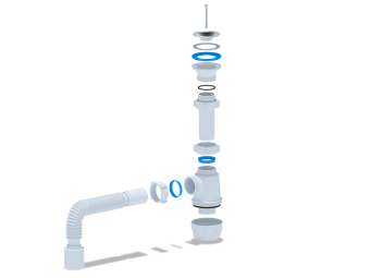Сифон для мойки АНИ Пласт Грот A0110 1 1/2 дюйма 40 мм с гибкой трубой 40х50 мм