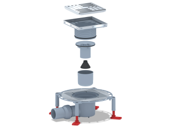 Трап для душа АНИ Пласт THZ5612 DN50 горизонтальный регулируемый с комбинированным затвором и решёткой из нержавеющей стали 150х150 мм