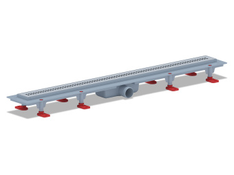 Трап линейный пластиковый АНИ Пласт TL1285M выпуск 40 мм решётка Риф матовая нержавеющая сталь 850 мм