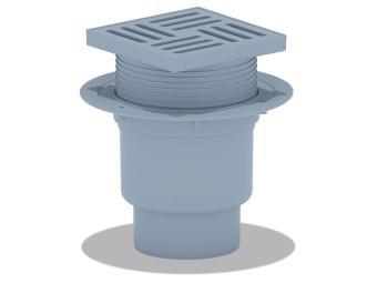 Трап для душа АНИ Пласт TQ1710 DN110 вертикальный регулируемый с сухим затвором и решёткой из пластика 150х150 мм