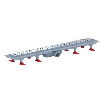 Трап линейный пластиковый АНИ Пласт TLQ1375G DN40 с сухим затвором и глянцевой решёткой Бриз 750х62 мм