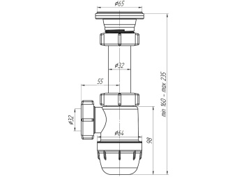 Cифон для раковины АНИ Пласт Юнг BM1000 1 1/4 дюйма 32 мм