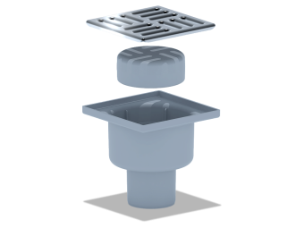 Трап для душа АНИ Пласт TQ5202 DN50 вертикальный нерегулируемый с сухим затвором и решёткой из нержавеющей стали 100х100 мм