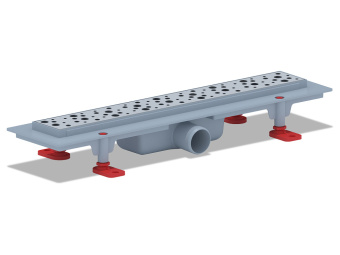 Трап линейный пластиковый АНИ Пласт TL1345M выпуск 40 мм решётка Бриз матовая нержавеющая сталь 450 мм