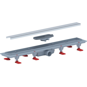 Трап линейный пластиковый АНИ Пласт TLQ1165M DN40 с сухим затвором и матовой решёткой Штиль 650х62 мм