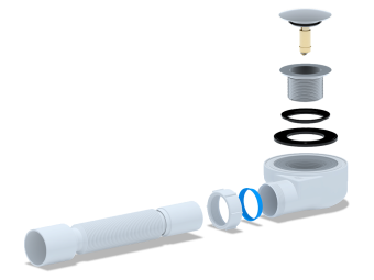 Сифон для душевого поддона АНИ Пласт E455CLG 1 1/2 дюйма 50 мм клик-клак гриб с гибкой трубой 40х50 мм
