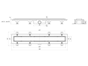 Трап линейный пластиковый АНИ Пласт TL1065 выпуск 40 мм решётка МОЛ под плитку 650 мм