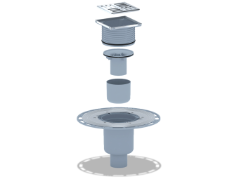 Трап вертикальный регулируемый АНИ Пласт THA5702 50 мм с решеткой из нержавеющей стали 100х100 мм