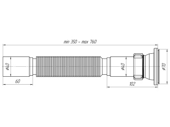 Сифон для мойки АНИ Пласт G104 1 1/2 дюйма 40 мм гофрированный 350-760 мм