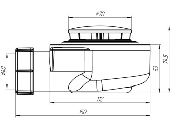 Сифон для душевого поддона АНИ Пласт E450C 1 1/2 дюйма 50 мм хром