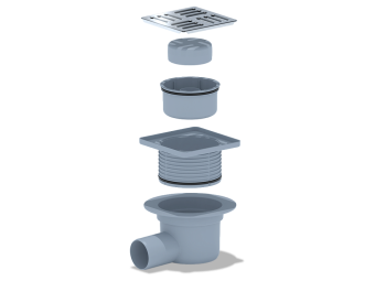 Трап для душа АНИ Пласт TQ5614 DN50 горизонтальный регулируемый с сухим затвором и решёткой из нержавеющей стали 120х120 мм
