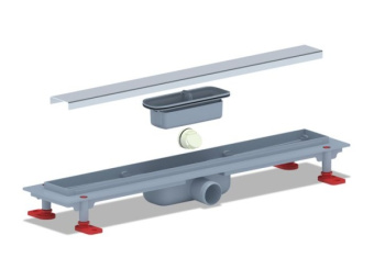 Трап линейный пластиковый АНИ Пласт TL1155M выпуск 40 мм решётка Штиль матовая нержавеющая сталь 550 мм