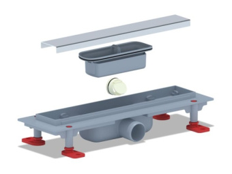Трап линейный пластиковый АНИ Пласт TL1135M выпуск 40 мм решётка Штиль матовая нержавеющая сталь 350 мм