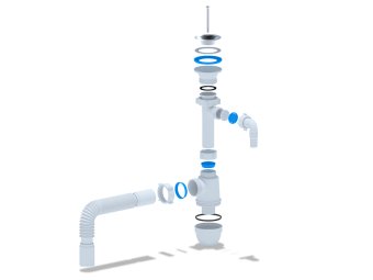 Сифон для мойки АНИ Пласт C0305 1 1/2 дюйма 40 мм с отводом для стиральной машины с гибкой трубой 40х40 мм