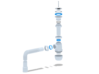 Сифон для мойки АНИ Пласт Грот A0115 1 1/2 дюйма 40 мм с гибкой трубой 40х40/50 мм