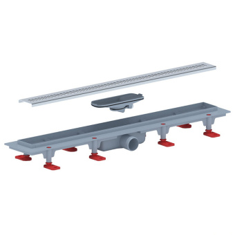 Трап линейный пластиковый АНИ Пласт TLQ1265M DN40 с сухим затвором и матовой решёткой Риф 650х62 мм