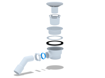 Сифон для душевого поддона АНИ Пласт E321VAL 1 1/2 дюйма 90 мм вальцовка с переходной трубой 45° 40/50 мм