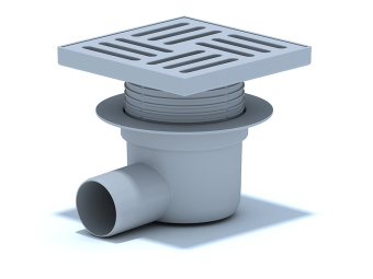 Трап горизонтальный регулируемый АНИ Пласт TA5610 выпуск 50 мм с решеткой из пластика 150х150 мм