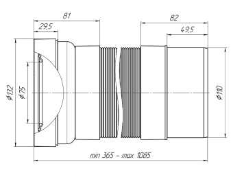 Удлинитель гибкий для унитаза АНИ Пласт K731R выпуск 110 мм 365-1085 мм